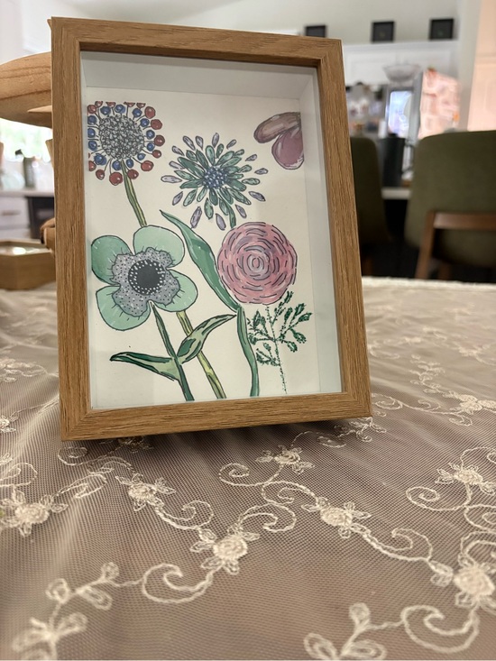 Handmade Other - Wood Frame Floral Art original water color